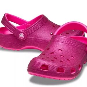 Hot pink glitter crocs